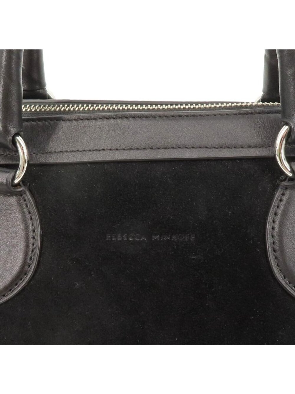 Rebecca Minkoff Pippa Duffle Black Suede Leather Crossbody Handbag Purse Bag - Picture 3 of 15